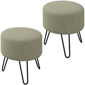 Kit 2 Puff Puf Para Sala Pes Metal Small Veludo SL 940 Peer