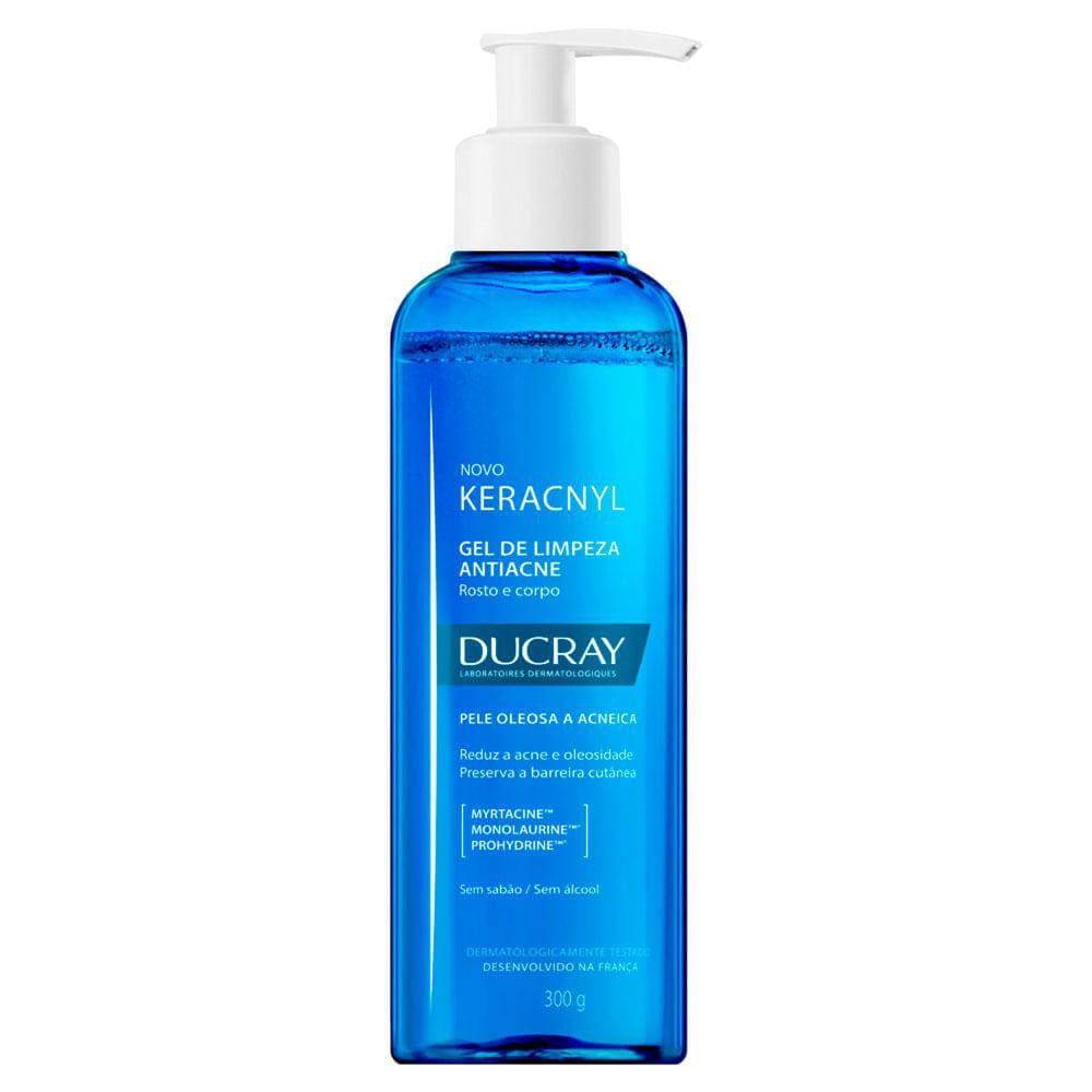 Keracnyl Ducray Gel de Limpeza Antiacne Rosto e Corpo Pele Oleosa a Acneica 300g