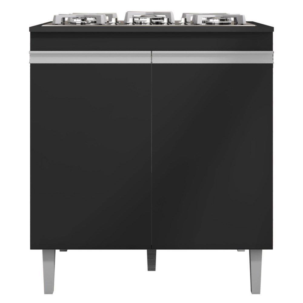 Balcao Com Tampo Cooktop 79 cm 2 Portas Andreia Preto REAJL