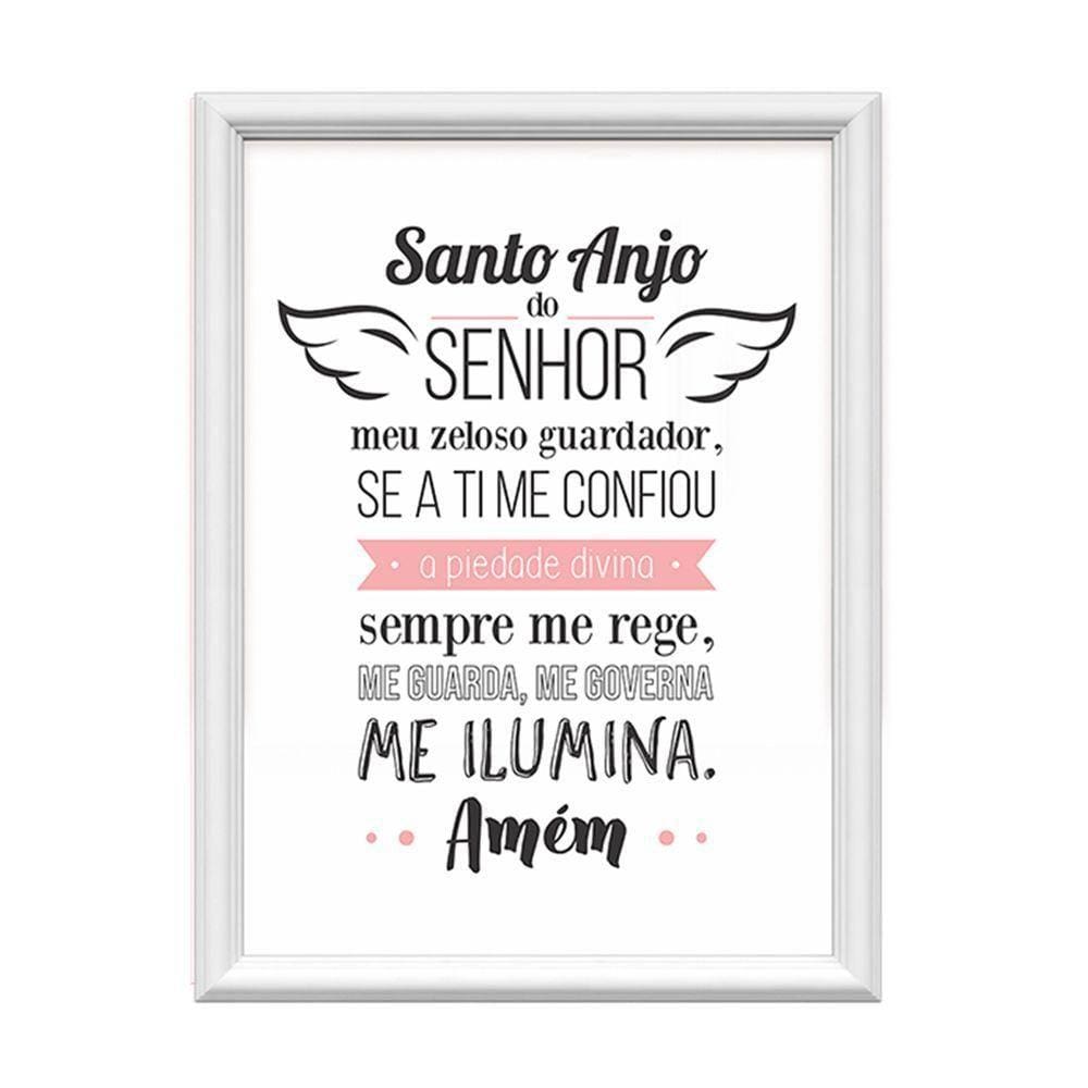 Quadro Decorativo Santo Anjo Do Senhor Rosa 34x44cm