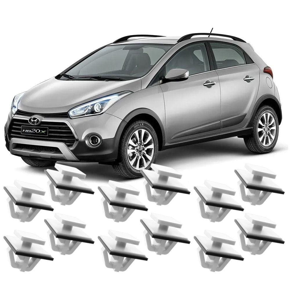 Kit 12 Grampos Presilhas Para Spoiler Acabamento Lateral HB20X 2013 2014 2015 2016 2017 2018 2019