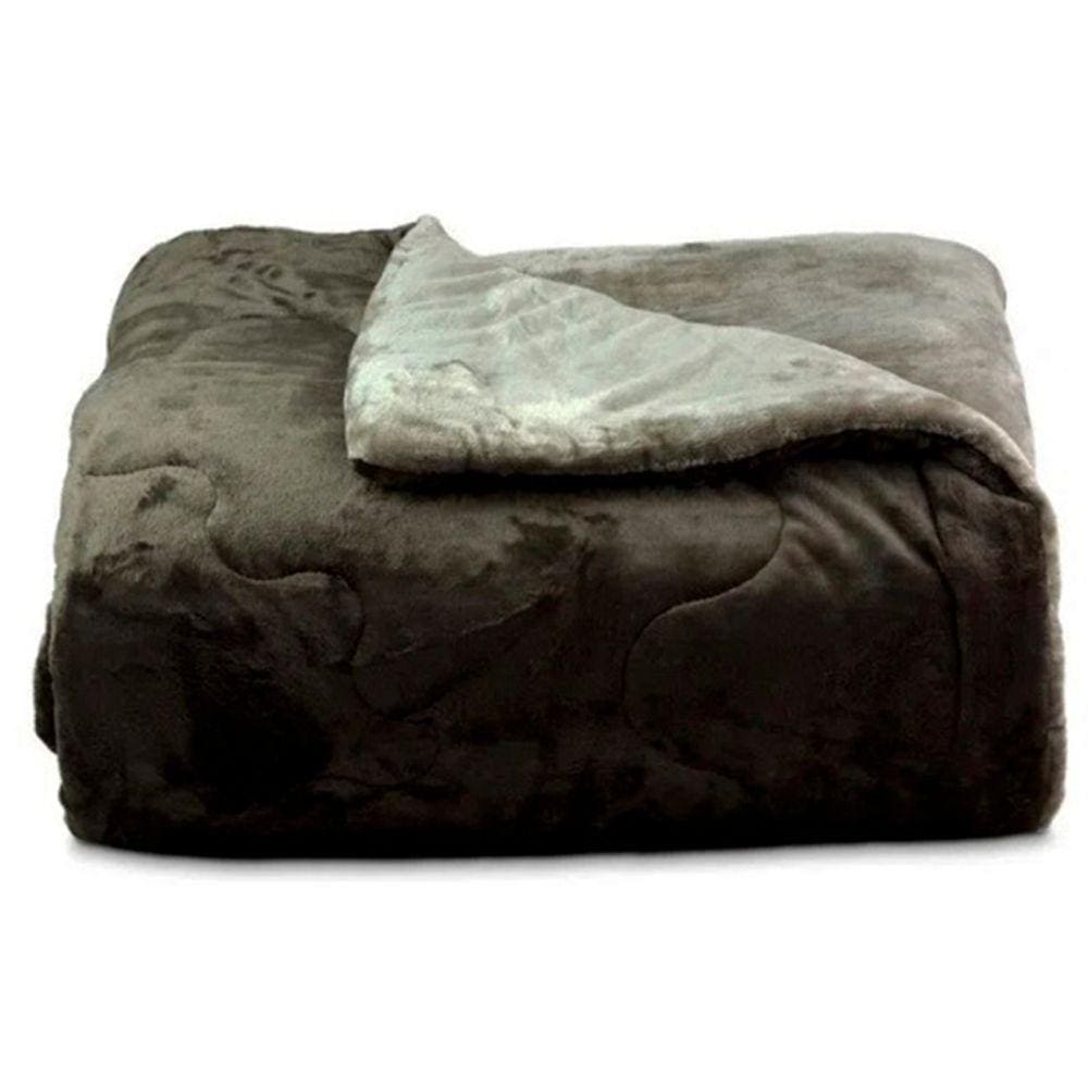 Edredom Buettner Casal Plush Flannel Dupla Face 220Mx240M Chocolate Escuro E Chocolate Claro