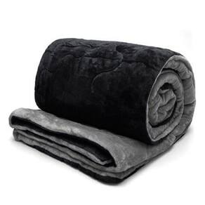 Edredom Buettner Casal Plush Flannel Dupla Face 220Mx240M Preto E Metal Escuro