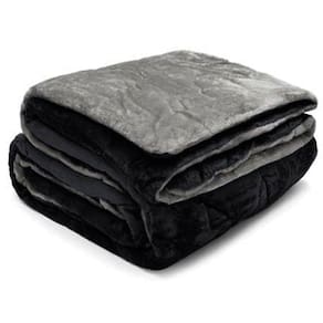Edredom Buettner King Plush Flannel Dupla Face 260Mx280M Preto E Metal Escuro