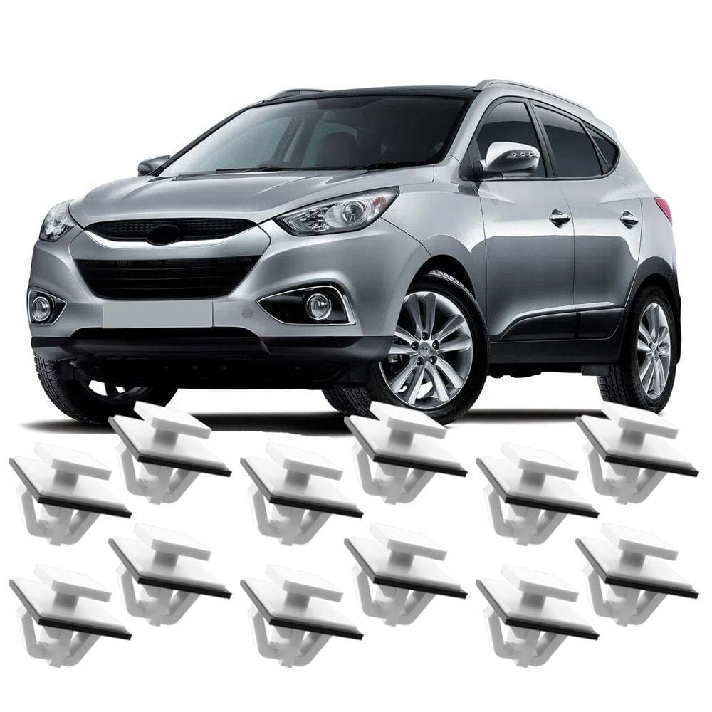 Kit 12 Grampos Presilhas Para Spoiler Acabamento Lateral IX35 2010 2011 2012 2013 2014 2015