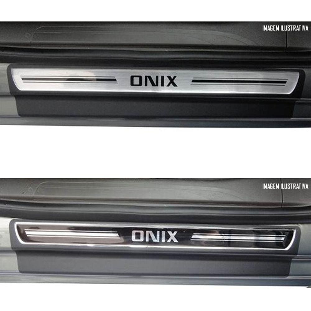 Jogo Soleira Premium Elegance Chevrolet Onix 2013 á 2015 - ( Vinil + Resinada 4 Peças )