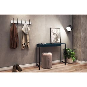 Aparador Estante Estilo Industrial Metalão E Mdf 94cm Azul Petróleo