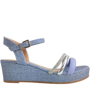 Sandália Feminina Casual Dia a Dia Anabela com Strass Ramarim 238205