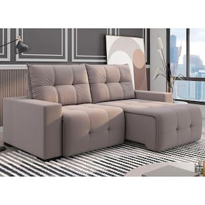 Sofá 4 Lugares Retrátil e Reclinável 250cm Noruega Cinza