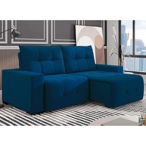Sofá 4 Lugares Retrátil e Reclinável 250cm Noruega Azul