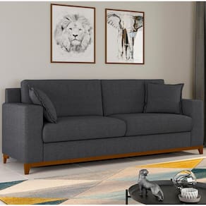 Sofá Living Vintage 3 Lugares 220cm em Linho Slim Grafite