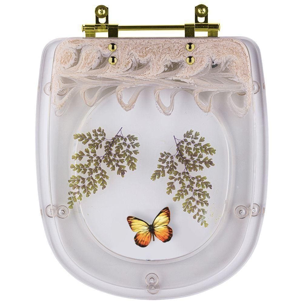 Tampa De Vaso Poliester Sabatini Bege Decorado Borboleta