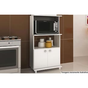 Balcão Lavanderia Multiuso BL-3301 c/ 2 Portas e 2 Nichos 60cm Branco - Tecno Mobili
