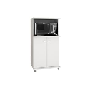 Balcão Lavanderia Multiuso BL-3307 c/ 2 Portas e Nicho p/ Microondas 60cm Branco - Tecno Mobili