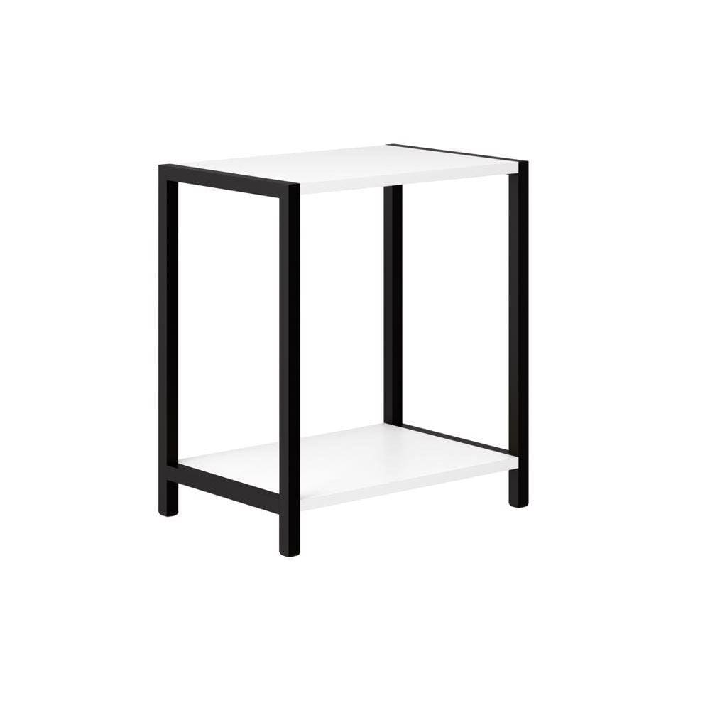 Mesa De Cabeceira Estilo Industrial Mdf E Metalão 44cm Branca
