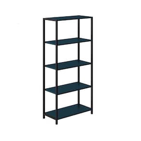 Estante Prateleira Estilo Industrial Ferro e MDF 5 Níveis Azul Petróleo