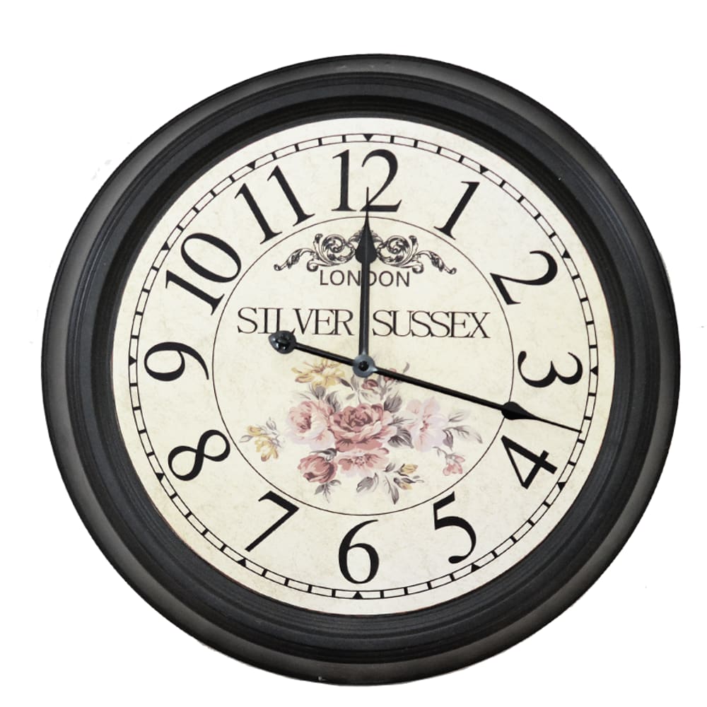 Relogio de Parede Vintage Floral Elegante