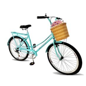 Bicicleta Aro 26 retrô cesta tipo vime 6 marchas mary