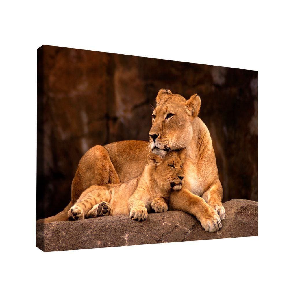 Quadro Leoa E Filhote Br Artes Médio 84x54