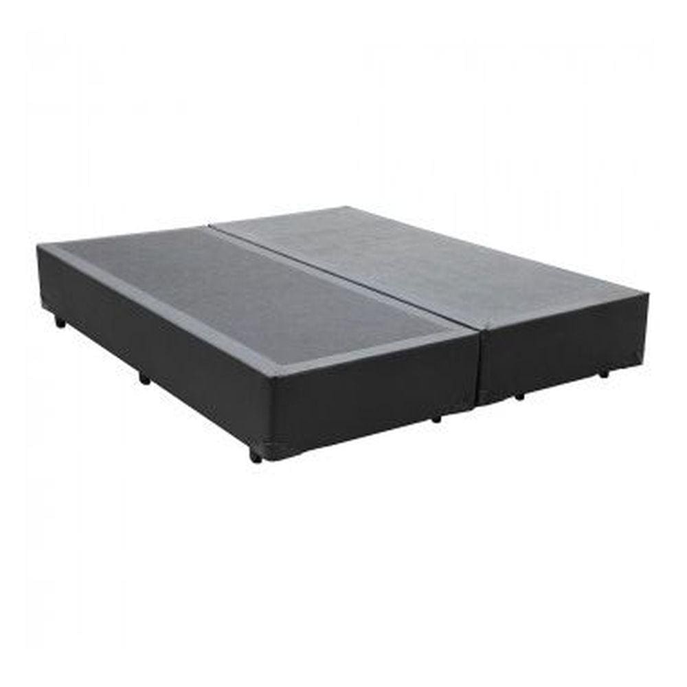 Base Box Casal Bipartido Sintético Cinza