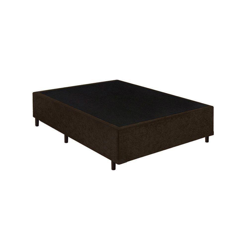 Base Box Casal Blindado Suede Marrom
