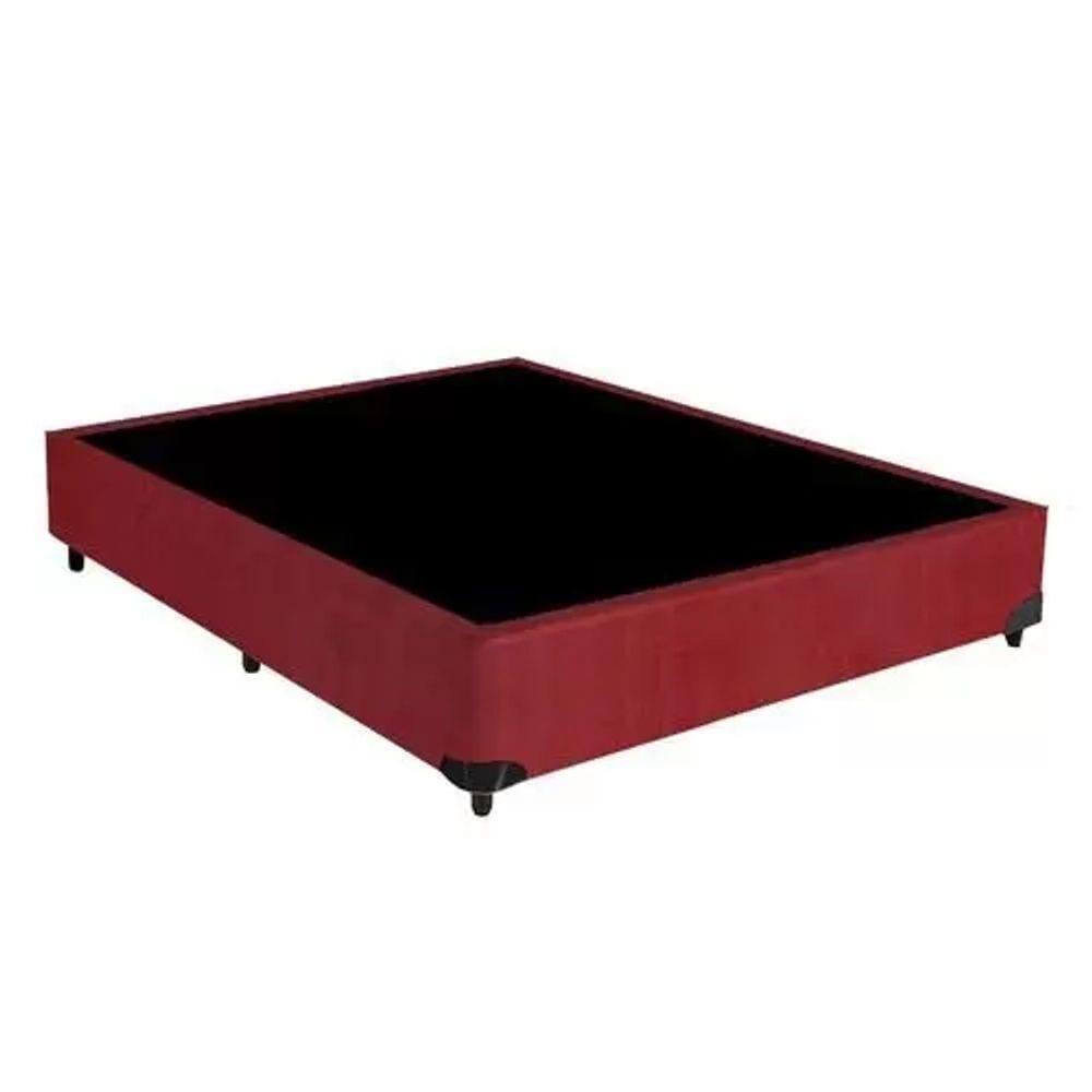 Base Box Casal Suede Vermelho