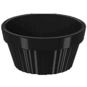 Ramequim Canelado Preto Oval Plástico 60ml Uno Coza Molhos Shoyu Ramekin