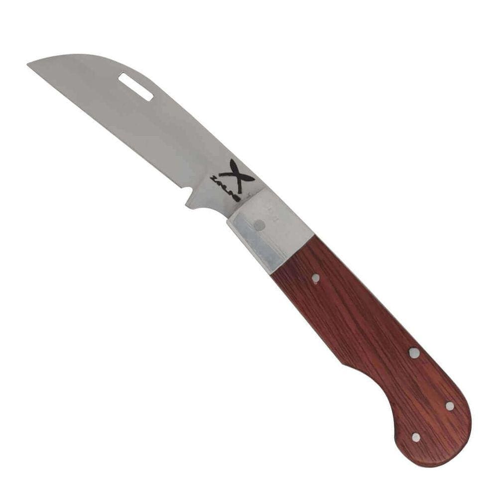 Faca 3` Dobrável Cabo Madeira Pau-Brasil Aço Inox Artesanal Da Roça Multiuso