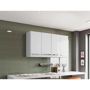 Armario Suspenso para Cozinha 4 Portas Branco Georgia Brienza Movelaria