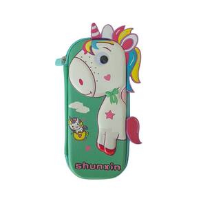Estojo Escolar Eva 3D em Relevo Decorado Unicórnio Colorido Resistente Criativo Papelaria Kwaii