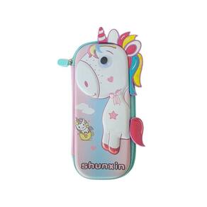 Estojo Escolar Eva 3D em Relevo Decorado Unicórnio Colorido Resistente Criativo Papelaria Kwaii