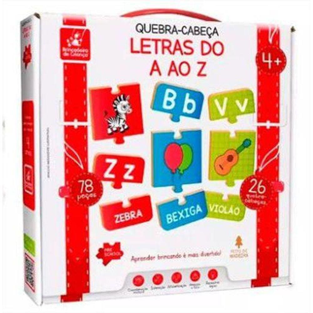 Quebra Cabeça Madeira Letras Do A Ao Z 78 Pcs
