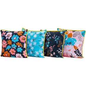 4 Capas De Almofadas Floral Turquesa 45cmx45cm