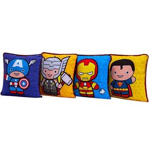 4 Capas De Almofadas Mini Heróis 45cmx45cm Com Viés