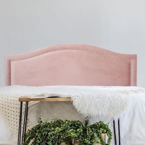 Cabeceira Queen Estofada para Cama Box Curva Luxo com Tachas 160x60cm Rosê/Prata