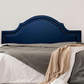 Cabeceira Casal Estofada para Cama Box Provençal Luxo com Tachas 140x60cm Azul/Fumê