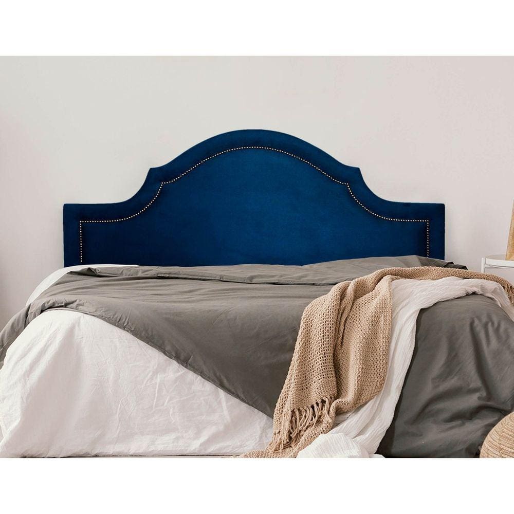 Cabeceira King Estofada para Cama Box com Tachas 193x60cm Provençal Luxo Azul/Fumê