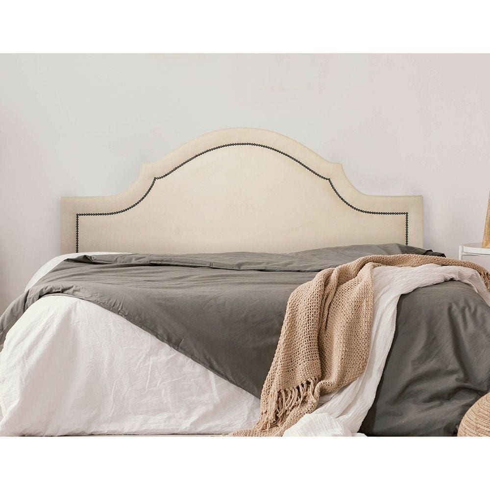Cabeceira King Estofada para Cama Box com Tachas 193x60cm Provençal Luxo Off White/Fumê