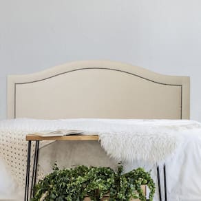Cabeceira King Estofada para Cama Box Curva Luxo com Tachas 193x60cm Off White/Fumê