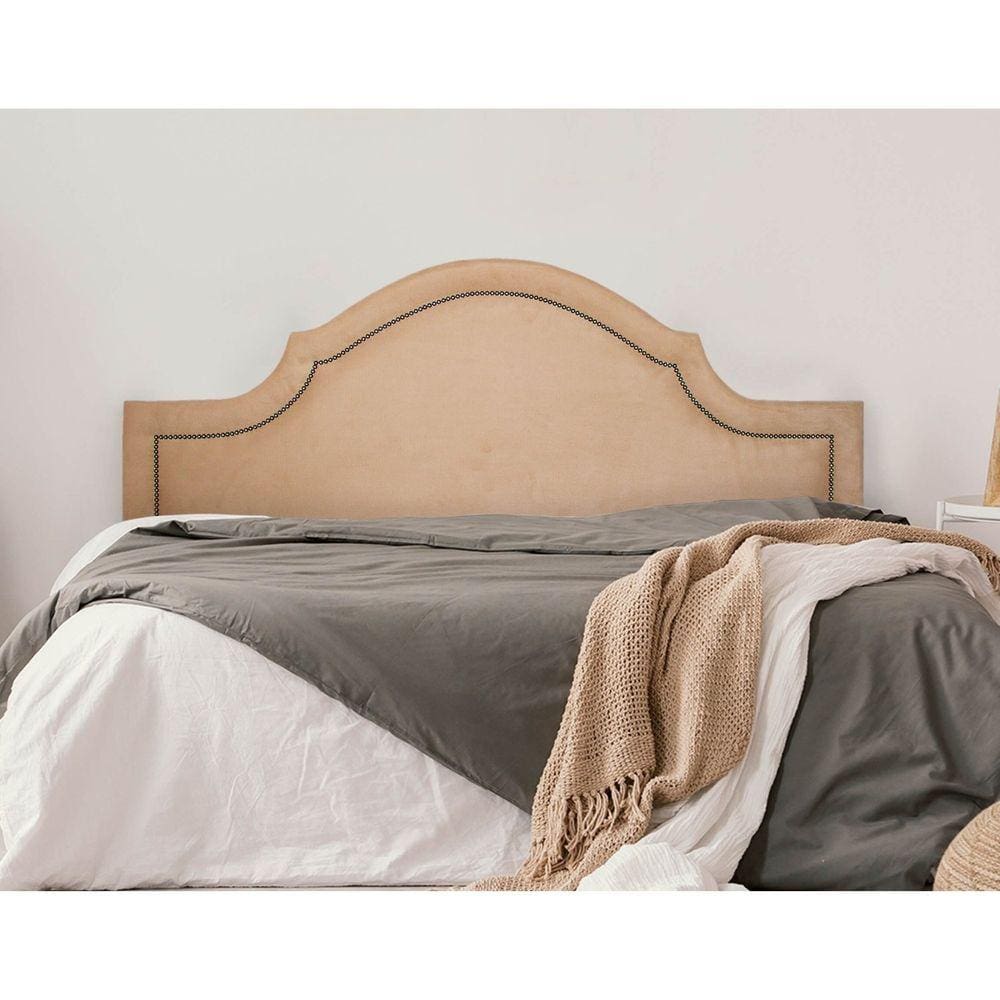 Cabeceira King Estofada para Cama Box com Tachas 193x60cm Provençal Luxo Bege/Fumê