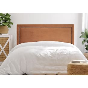 Cabeceira Casal Estofada para Cama Box Reta Luxo com Tachas 140x60cm Terracota/Fumê