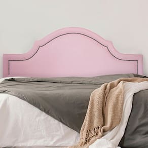 Cabeceira Casal Estofada para Cama Box Provençal Luxo com Tachas 140x60cm Rosa/Fumê