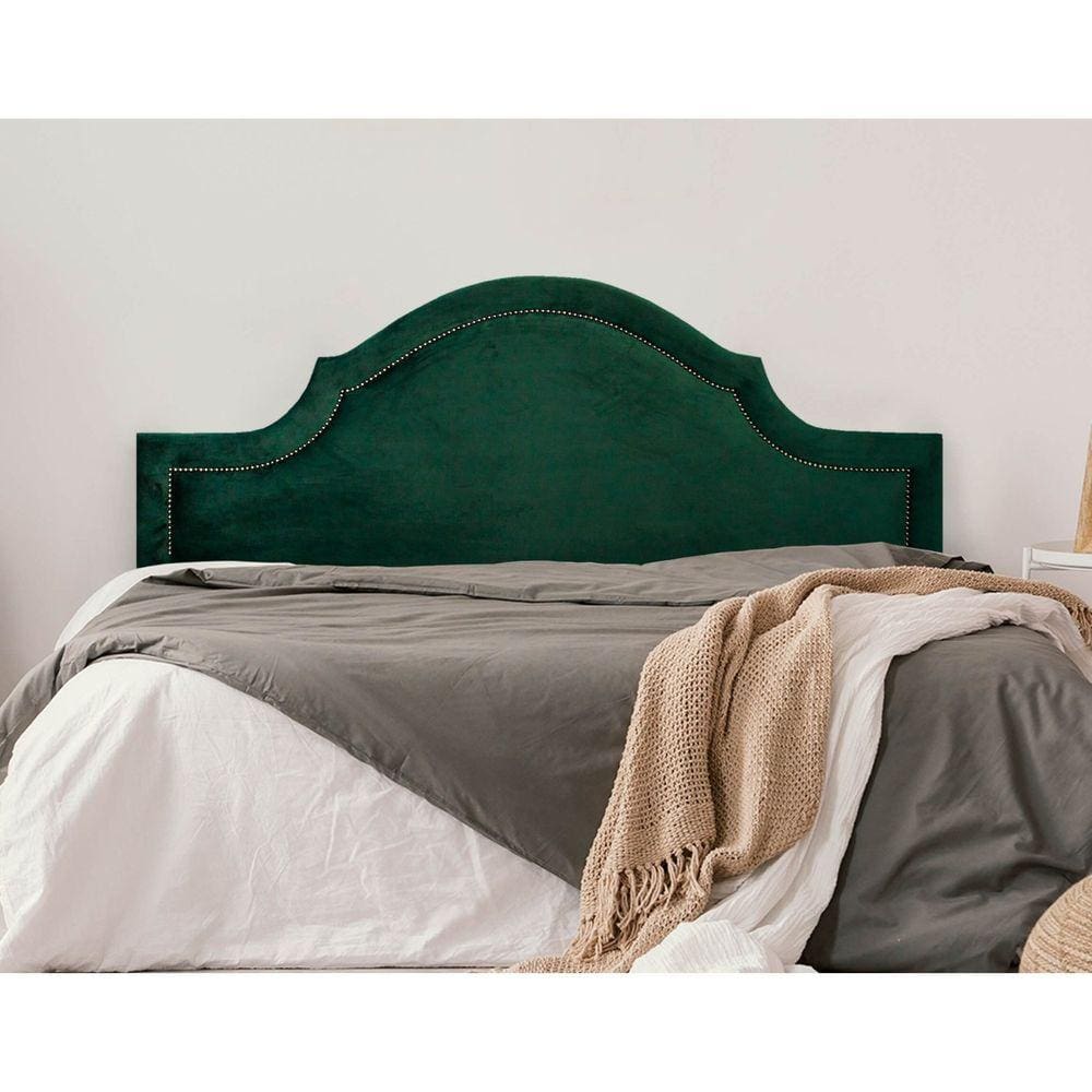 Cabeceira Queen Estofada para Cama Box com Tachas 160x60cm Provençal Luxo Verde/Fumê