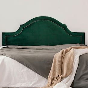 Cabeceira Casal Estofada para Cama Box Provençal Luxo com Tachas 140x60cm Verde/Fumê