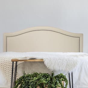 Cabeceira King Estofada para Cama Box Curva Luxo com Tachas 193x60cm Off White/Fumê