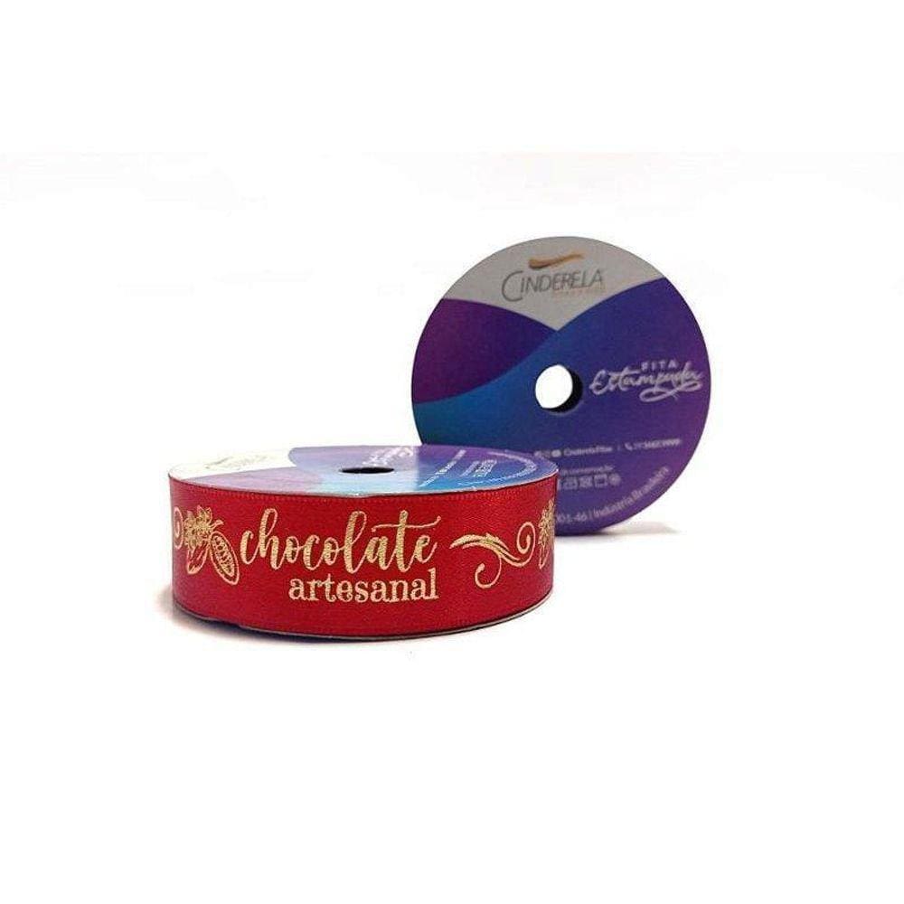 Fita De Cetim Decorada 22Mm 10M Chocolate Artesanal