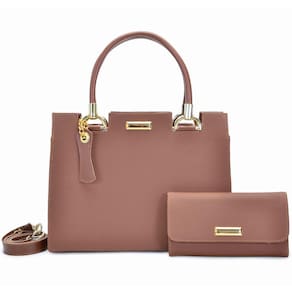 Kit Bolsa Feminina Castelo Com Carteira Marrom Alça Removível De Ombro Lançamento