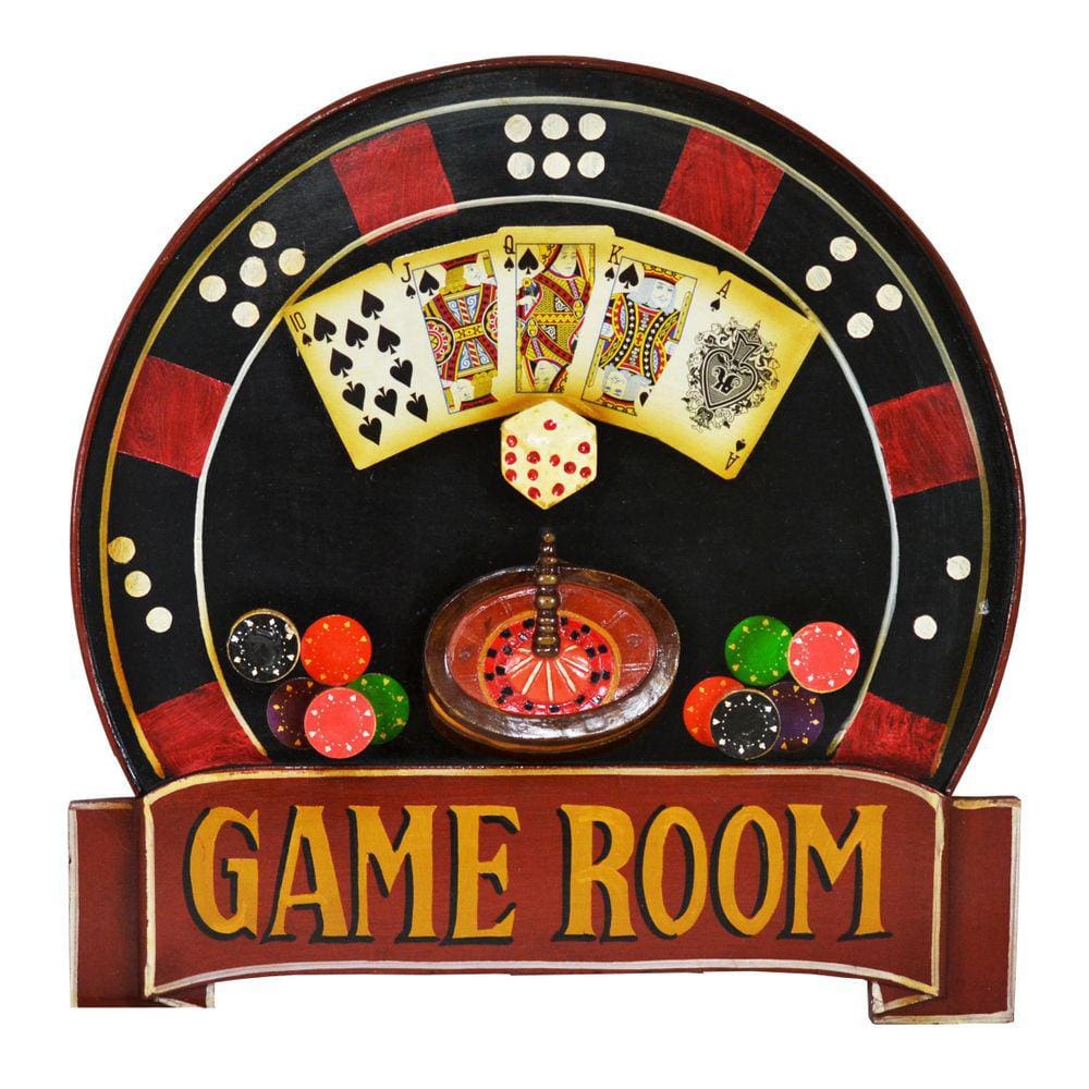 Quadro Madeira Decorativo Retro Game Room Detalhe De Baralho