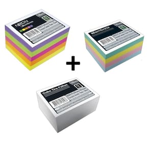 Kit 03 Blocos de Notas Tilembrete 600 Folhas Cada Neon Pastel Cubo Branco Tilibra