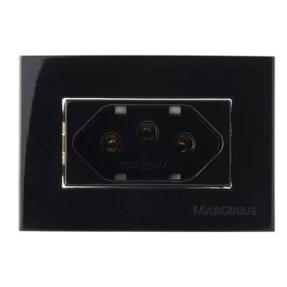 Tomada Embutir Móvel Mármore Drywall 3 Pinos 20a Preto Sleek Margirius